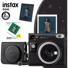 Instax SQ40 Siyah 20'li Kare Film Deri Kılıf Pleksi Çerçeve ve Fotoğraf Makinesi