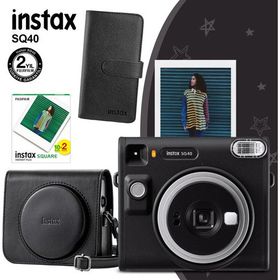Instax SQ40 Siyah 20'li Kare Film Deri Kılıf Siyah Albüm ve Fotoğraf Makinesi