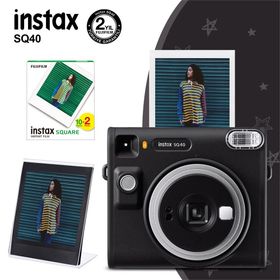 Instax SQ40 Siyah 20'li Kare Film Pleksi Çerçeve ve Fotoğraf Makinesi
