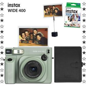 Instax Wide 400 Yeşil 10'lu Film Kıskaç Deri Albüm ve Fotoğraf Makinesi Hediye Seti