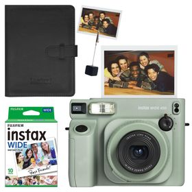 Instax Wide 400 Yeşil 10'lu Film Kıskaç Deri Albüm ve Fotoğraf Makinesi Hediye Seti