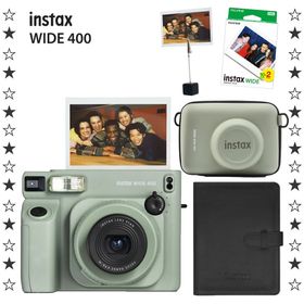 Instax Wide 400 Yeşil 20'li Film Eva Çanta Kıskaç Deri Albüm ve Fotoğraf Makinesi Hediye Seti