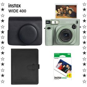Instax Wide 400 Yeşil Deri Çanta Albüm 20'li Film ve Fotoğraf Makinesi Hediye Seti