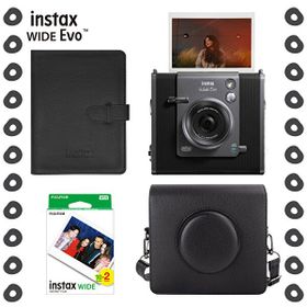 Instax Wide Evo 20'li Film Albüm Deri Kılıflı ve Fotoğraf Makinesi Hediye Seti