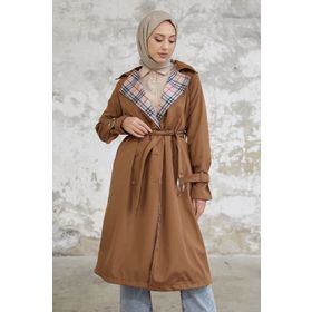 Instyle Eleta Taba Kruvaze Yaka Ekoseli Trençkot