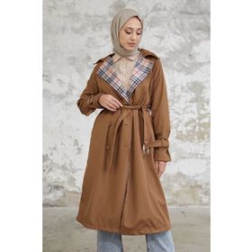 Instyle Eleta Taba Kruvaze Yaka Ekoseli Trençkot