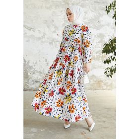 Instyle Minosa Bordo Çiçek Desenli Elbise