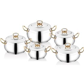 İnter Çelik Gülistan 10 Parça Çelik Sap Gold Tencere Seti