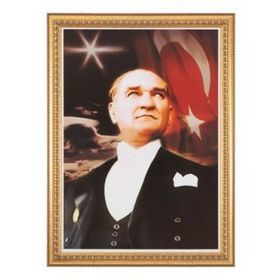İnter INT-022 50 x 70 cm Varaklı Çerçeveli Duvara Monte Atatürk Portresi