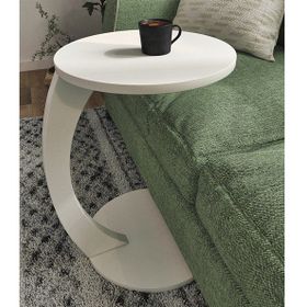 interGO Servis Sehpası Beyaz Tekerlekli C Sehpa Koltuk Yan Zigon Sehpa
