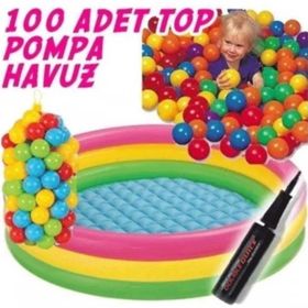 Intex 100 Toplu Şişme Taban Oyun Havuzu+Pompa