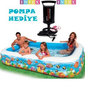 İntex 58485 Balık Desenli 305x183x56 cm Şeffaf Aile Havuzu