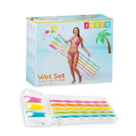 Intex 58724 Gökkuşağı 203 cm Renkli Yastıklı Şişme Deniz Yatağı