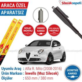 Inwells Alfa Romeo Mito 2008-2016 Muz Silecek Takımı
