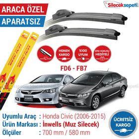 Inwells Honda Civic 2006-2015 Muz Silecek Takımı