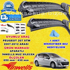 Inwells Peugeot 207 2007-2012 Muz Silecek Takımı