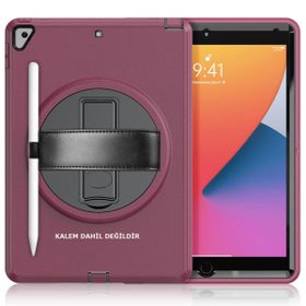 iPad 10.2 7.Nesil Hand Strap - Mürdüm Tablet Kılıfı