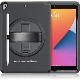 iPad 10.2 7.Nesil Hand Strap - Siyah Tablet Kılıfı