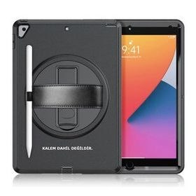 iPad 10.2 7.Nesil Hand Strap - Siyah Tablet Kılıfı