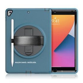 iPad 10.2 7.Nesil Hand Strap - Turkuaz Tablet Kılıfı