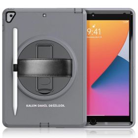 iPad 10.2 8.Nesil Hand Strap - Gri Tablet Kılıfı