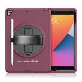 iPad 10.2 8.Nesil Hand Strap - Mürdüm Tablet Kılıfı