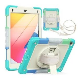 iPad 5 Air 9.7 Tablet Rainbow Kapak Turkuaz Kılıf