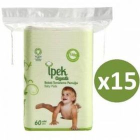 İpek 60'lı 15 Paket Organik Bebek Temizleme Pamuğu