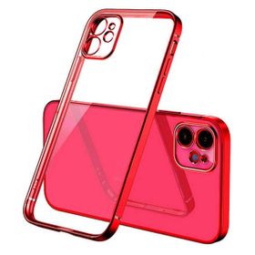 İphone 12 Mini 5.4 İnç Renkli Kenar Şeffaf Kamera Korumalı Kılıf