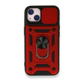 iPhone 13 Pars Lens Yüzüklü Silikon - Kırmızı Cep Telefonu Kılıfı