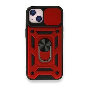 iPhone 13 Pars Lens Yüzüklü Silikon - Kırmızı Cep Telefonu Kılıfı