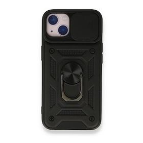 iPhone 13 Pars Lens Yüzüklü Silikon - Siyah Cep Telefonu Kılıfı