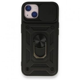 iPhone 13 Pars Lens Yüzüklü Silikon - Siyah Cep Telefonu Kılıfı
