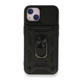 iPhone 13 Pars Lens Yüzüklü Silikon - Siyah Cep Telefonu Kılıfı