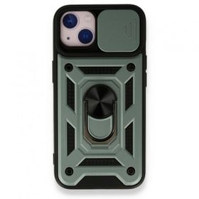 iPhone 13 Pars Lens Yüzüklü Silikon - Yeşil Cep Telefonu Kılıfı