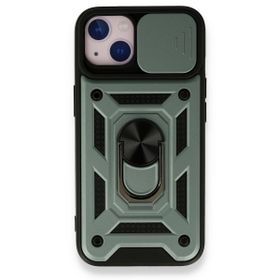 iPhone 13 Pars Lens Yüzüklü Silikon - Yeşil Cep Telefonu Kılıfı