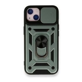 iPhone 13 Pars Lens Yüzüklü Silikon - Yeşil Cep Telefonu Kılıfı