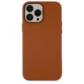 iPhone 13 Pro Asya Deri Silikon - Kahverengi Cep Telefonu Kılıfı