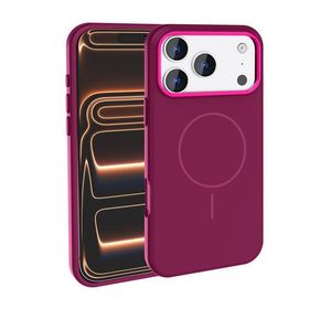 iPhone 18 Pro Max Kılıf MagSafe Şarj Özellikli Metal Kamera Çerçeveli Edi Silikon Kılıf