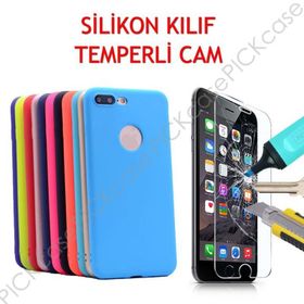 İphone 7 Plus Mat Temperli Cam Silikon Kılıf