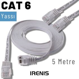 IRENIS CAT6 Beyaz 5 m Yassı Ethernet Network Lan İnternet Kablosu