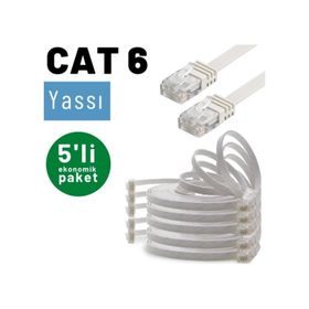 IRENIS CAT6 Beyaz 5 m Yassı Ethernet Network Lan İnternet Kablosu