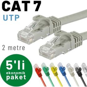 IRENIS CAT7 FTP Gri 5 Adet 2 m Yassı Network Kablosu