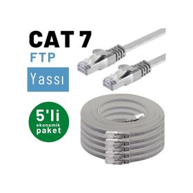 IRENIS CAT7 Gri 5 mt 5 Adet Yassı FTP Ethernet Kablosu