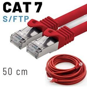 IRENIS CAT7 Kırmızı 50 cm Yassı FTP Ethernet Network LAN İnternet Kablosu
