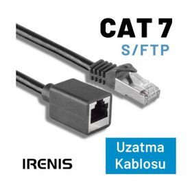 IRENIS CAT7 Siyah 1 m Yassı FTP Lan İnternet Kablosu