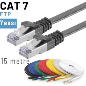 IRENIS CAT7 Siyah 15 m Yassı FTP Ethernet Network LAN İnternet Kablosu