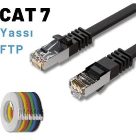 IRENIS CAT7 Siyah 15 m Yassı FTP Ethernet Network LAN İnternet Kablosu