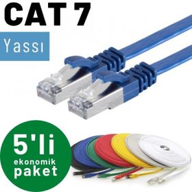IRENIS CAT7 Siyah 3 mt Yassı FTP 5 Adet Network Ethernet Kablosu