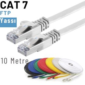IRENIS CAT7 Yassı FTP Beyaz 10 Metre Ethernet Network Lan İnternet Kablosu